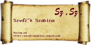 Szvák Szabina névjegykártya